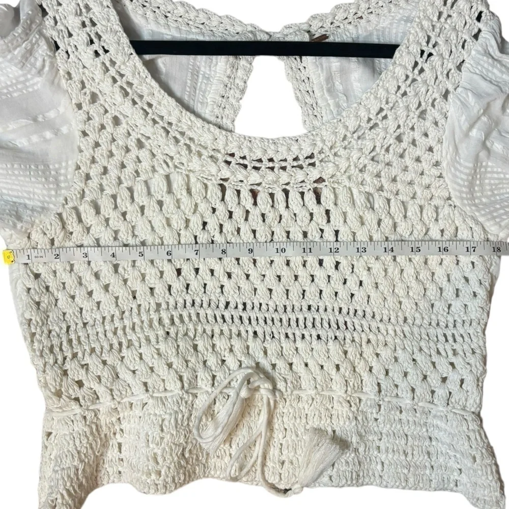 Free People Crochet Knot Festival Boho Top in Ivory